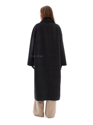 Черное двубортное пальто без подкладки