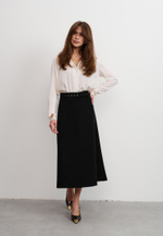 Блуза с черной планкой, молочная