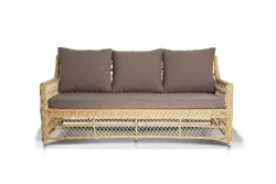 "Гранд Латте" диван трехместный из искусственного ротанга, цвет соломенный