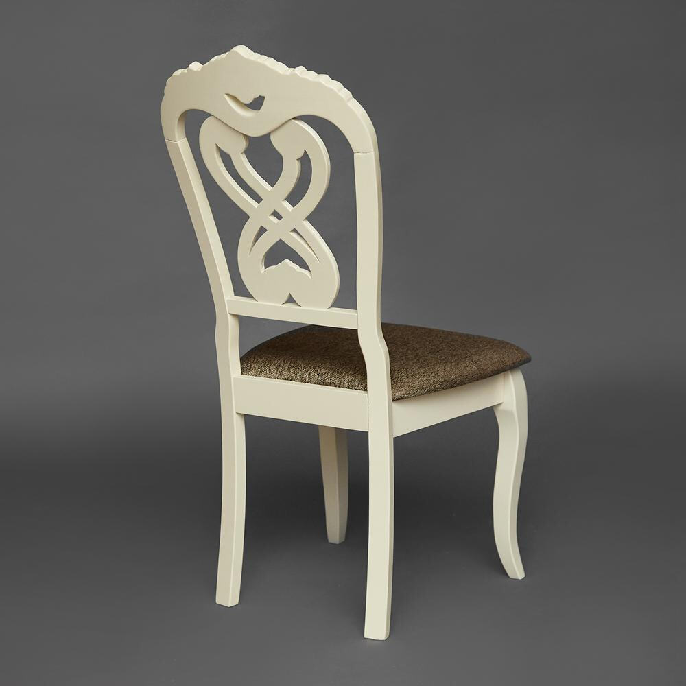 Стул -Андромеда/ Andromeda дерево гевея, 47х55,5х107 см, Ivory white, ткань коричневая S168-7 (Комплект из 2 шт.)