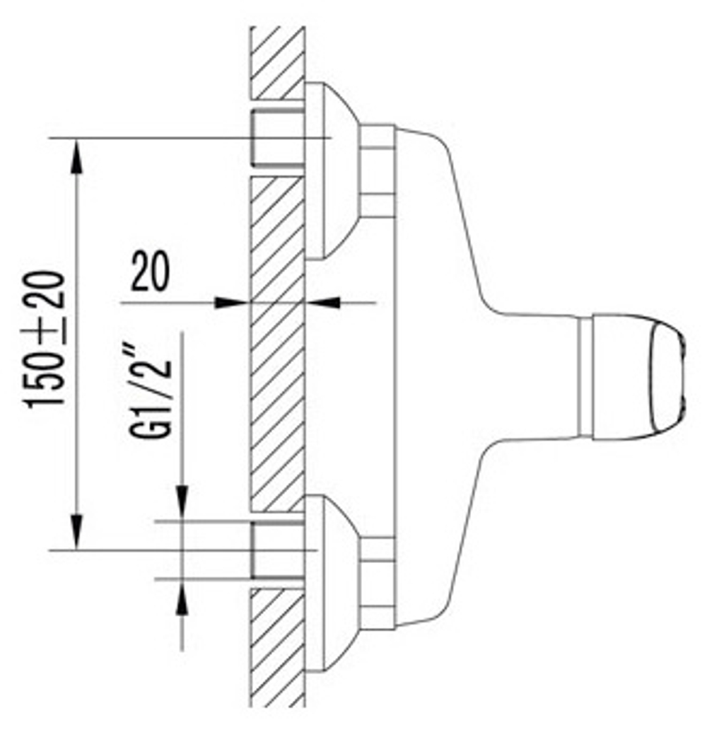 LM3103C Омега Смеситель для душа, хром  (к/к 6)