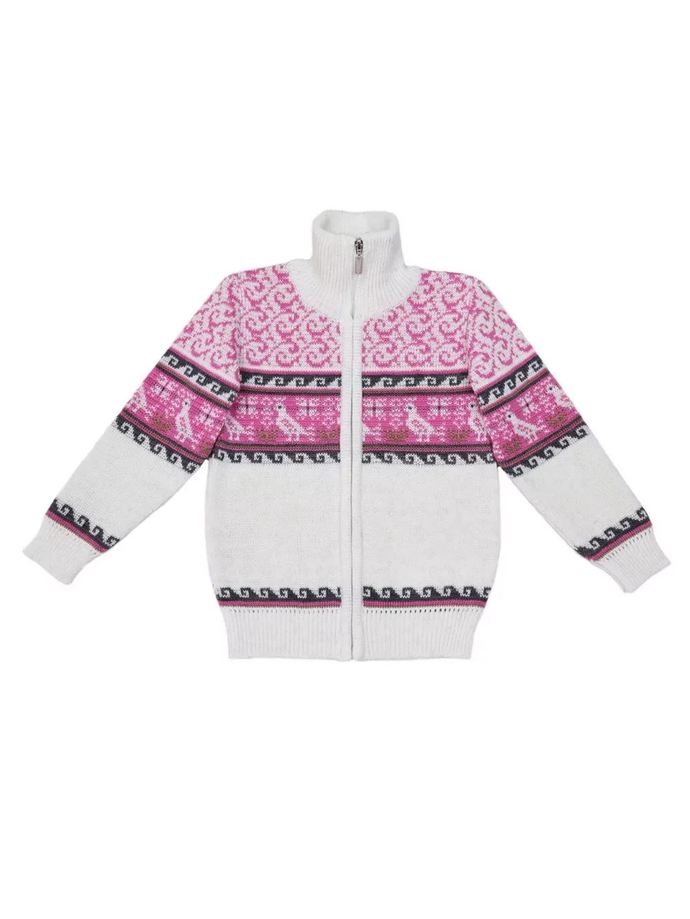 Кофта вязаная на молнии " Птичка"