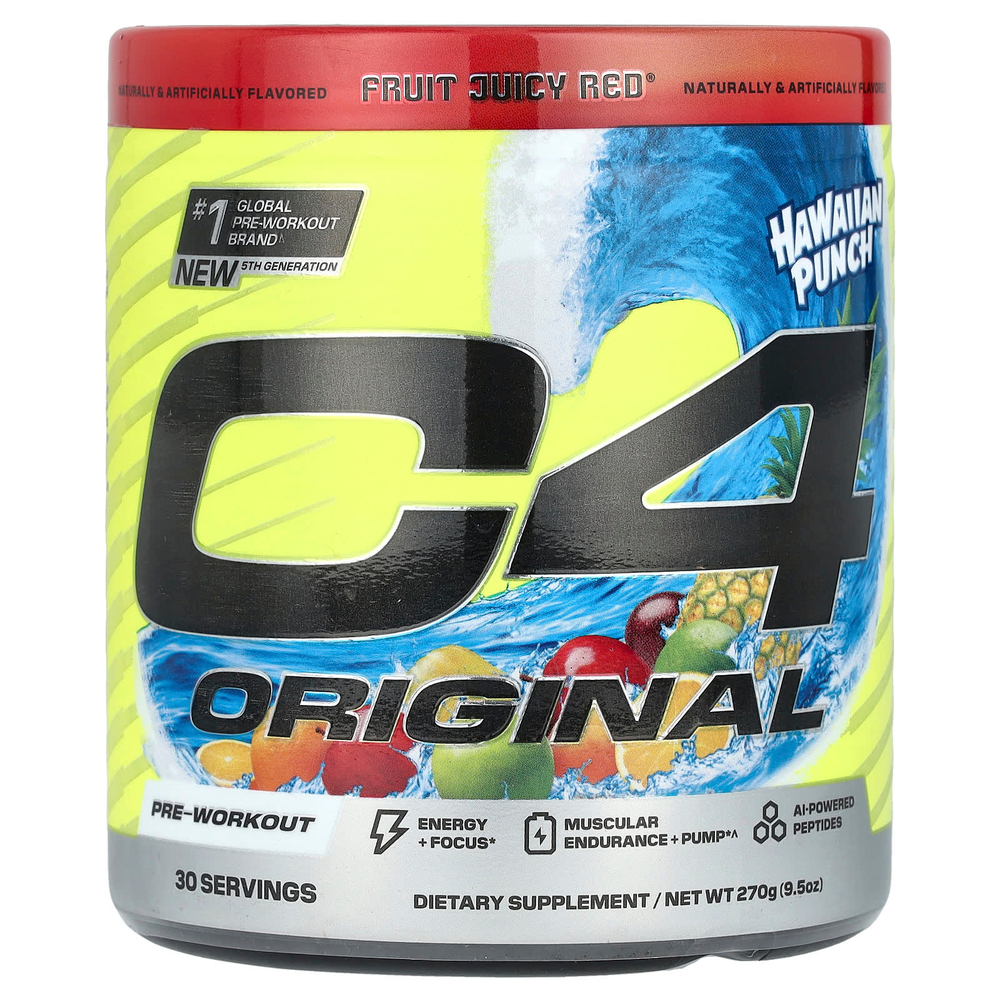 C4 / Cellucor, C4® Original, предтренировочный комплекс, Hawaiian Punch®, Fruit Juicy Red®, 270 г (9,5 унции)
