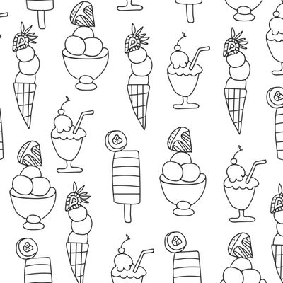 Бесшовный принт с мороженым