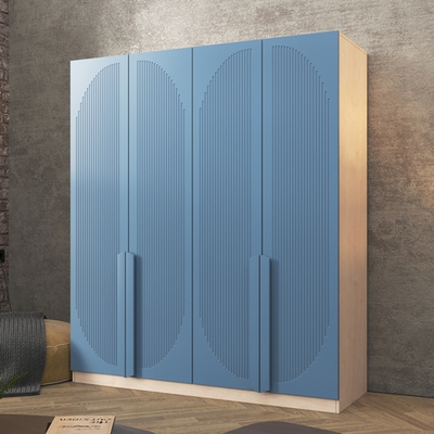 Шкаф Агератум МДФ четырехсекционный в синей эмали - Дуб молочный 8622  210*50*220