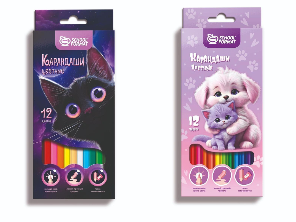 Карандаши 12цв. "Микс для девочек" шестигран. корп. дерев. карт. уп. (Schoolformat)