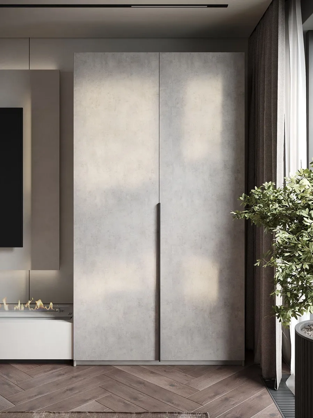 Шкаф Распашной Серый 121х220х52,5 SOHO