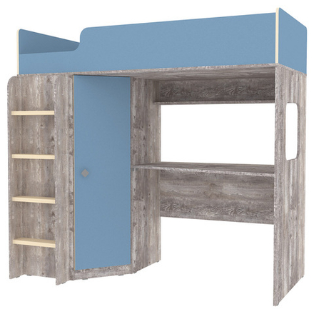 Кровать-чердак КарИВи Л-B605.41 75x175 Бетон Светло-синий, голубой