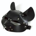 Черная кожаная маска Pussy (Цвет: черный)