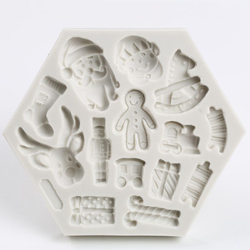 Молд силиконовый "Новогодняя открытка" / Форма 3D Санта Клаус, олень, имбирный человечек / для мыла, воска, глины, самозатвердевающих масс