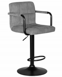Стул барный DOBRIN KRUGER ARM BLACK, серый вельвет (LAR-E2041-25)