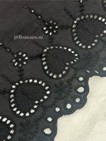 Кружево шитье черное с вышитыми сердцами хлопок (130мм)