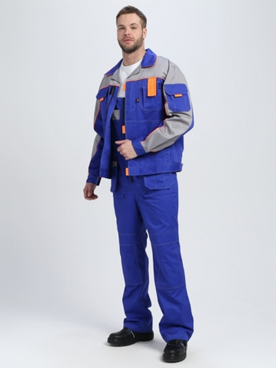 Костюм Драга-2 (тк.Смесовая МВО,240) п/к, васильковый/св.серый/оранжевый