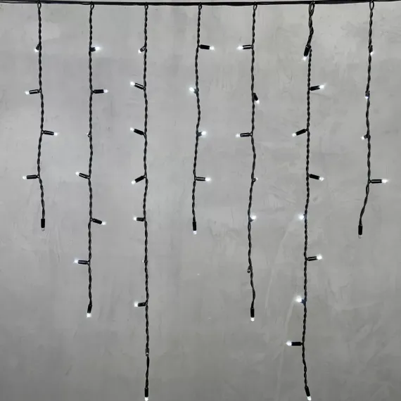 Светодиодная бахрома с колпачком 3,2*0,9 м., 168 белых LED ламп, мерцание, каучуковый черный провод, LTC (LL168BLW-1-2W)