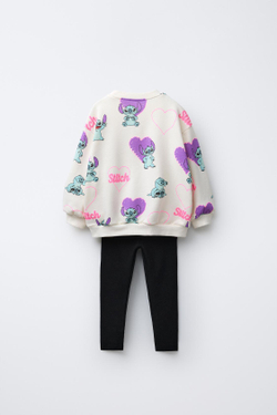 ZARA КОМПЛЕКТ ДЛЯ БЕГА ТОЛСТОВКА И ЛЕГГИНСЫ LILO & STITCH © DISNEY, ЧЕРНЫЙ