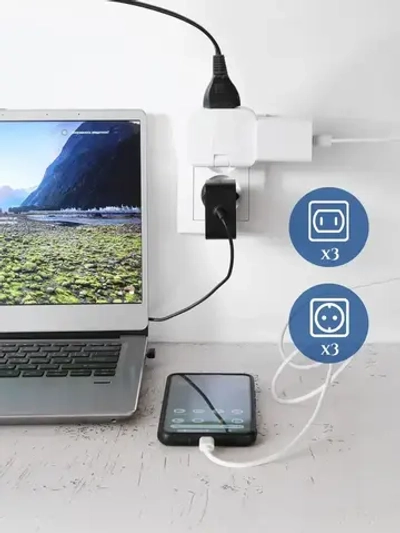 Тройник плоский поворотный для розетки, разветвитель 180 градусов, MartyHome