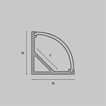 Алюминиевый профиль Maytoni накладной угловой 16×16 (Серебро, 2 м), ALM008S-2M