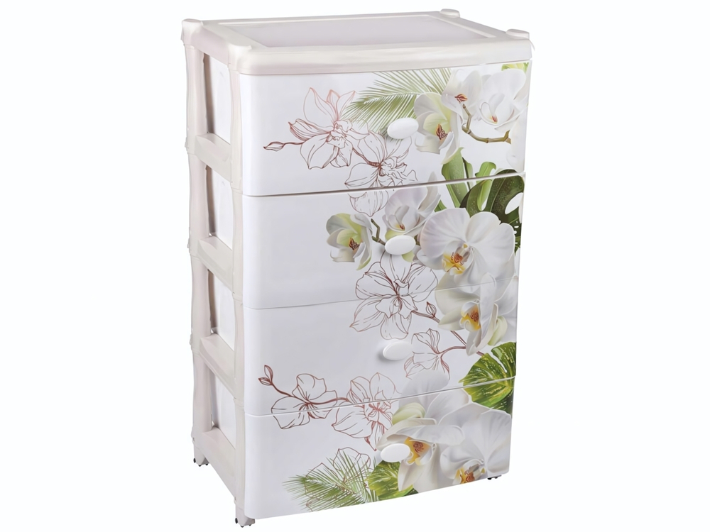 Комод 4-х секционный "Орхидеи" широкий