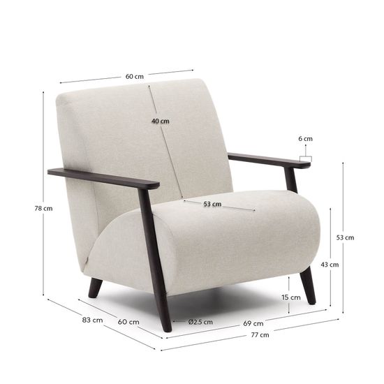 Кресло Meghan из жемчужного шенилла с массивом бука