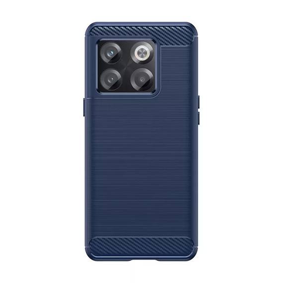 Чехол синего цвета с дизайном в стиле карбон на OnePlus 10T, мягкий отклик кнопок, серия Carbon от Caseport