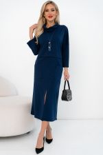 Платье трикотажное с разрезом (синий) Р11-2008/2 Nikol (Акция)