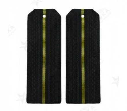 Погоны черные с одним желтым просветом (на пластике)