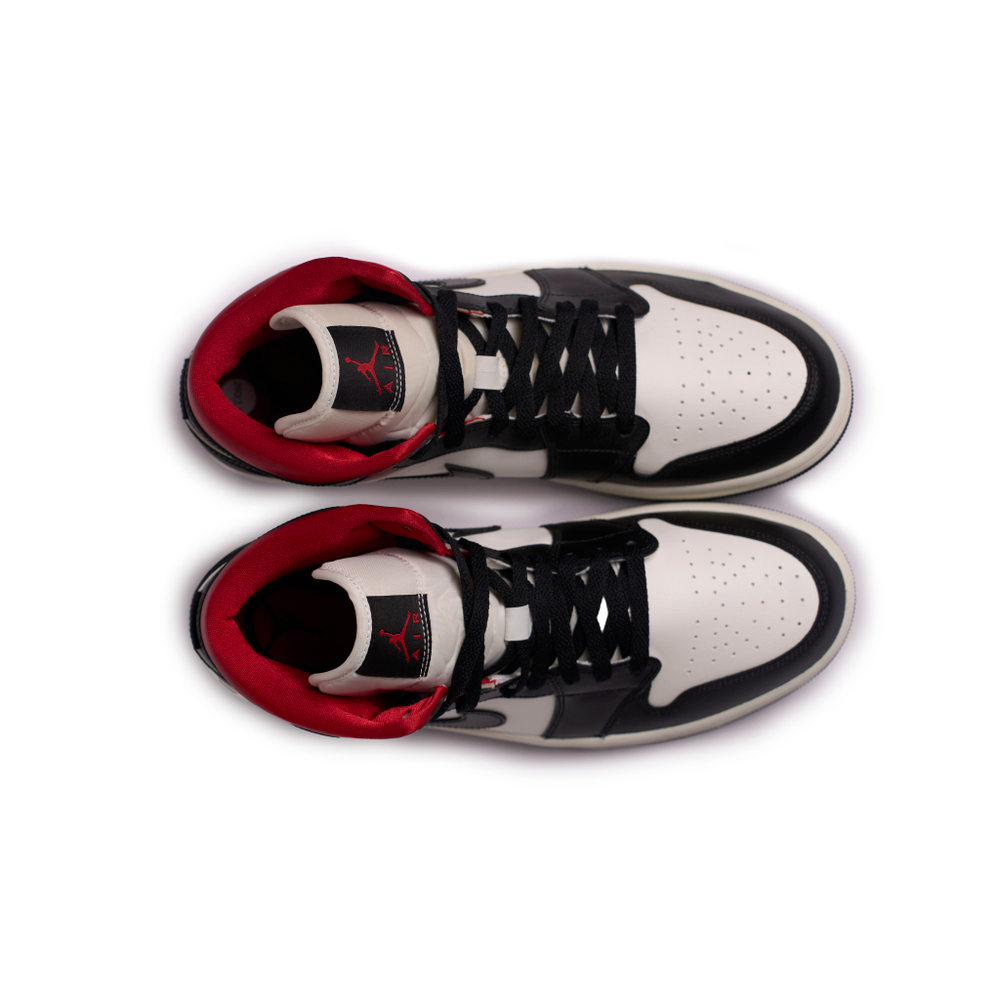 Air Jordan 1 Mid "Black Sail Gym Red"