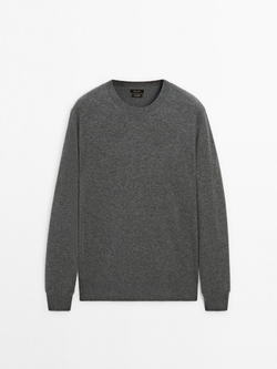 Massimo Dutti Джемпер из 100% кашемира с круглым вырезом, антрацитово-серый