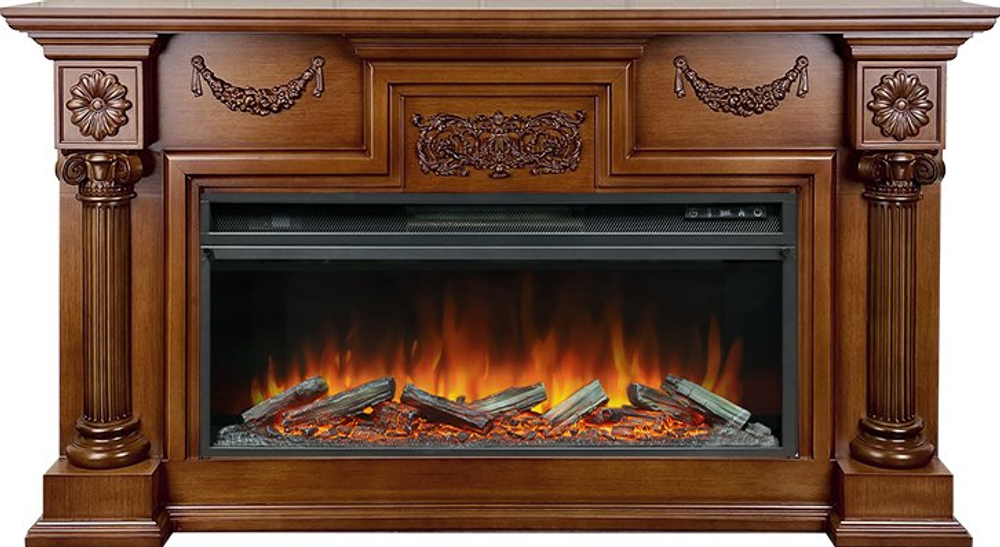 Каминокомплект London - Орех с очагом Vision 42 LOG LED