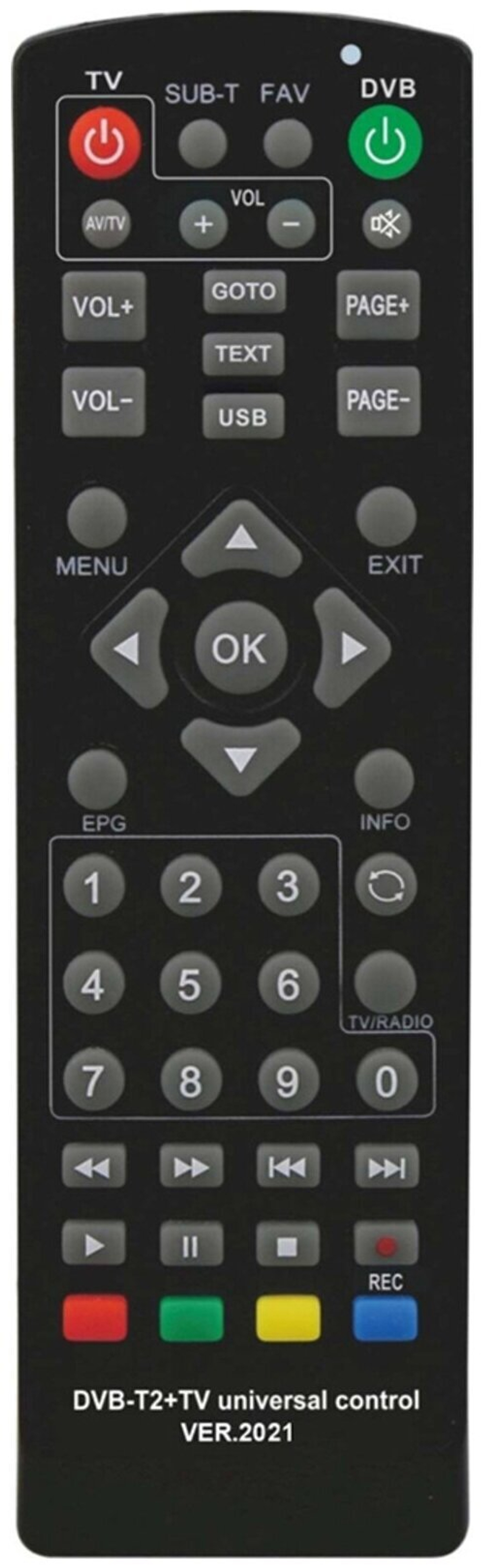 Пульт универсальный для приставок DVB-T2+2 TV v.2021 HUAYU
