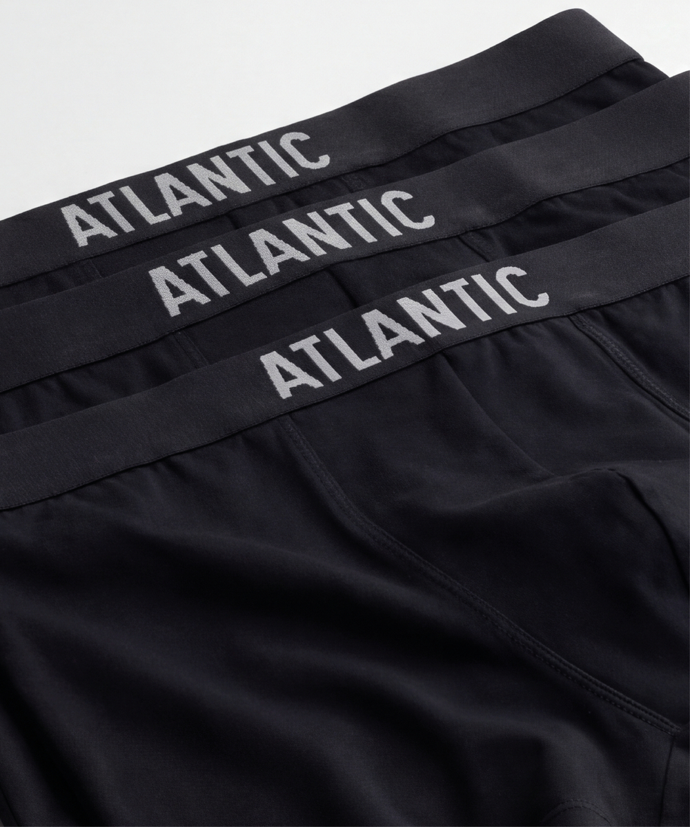 Мужские трусы шорты Atlantic, набор из 3 шт., хлопок, черные, 3BMH-011