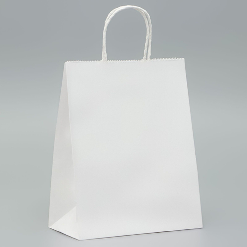 Пакет крафт без печати, белый, круглая ручка 22 х 12 х 25 см   2682918