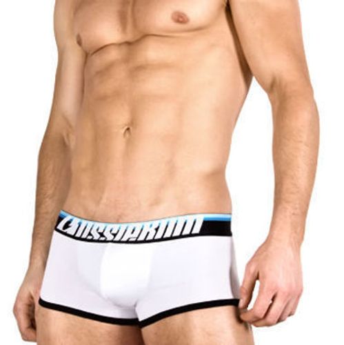 Мужские трусы хипсы Aussiebum Bodiform Shape Hip White с голубой резинкой AB00187-KP Мужские трусы хипсы Aussiebum Bodiform Shape Hip White с голубой резинкой AB00187-KP