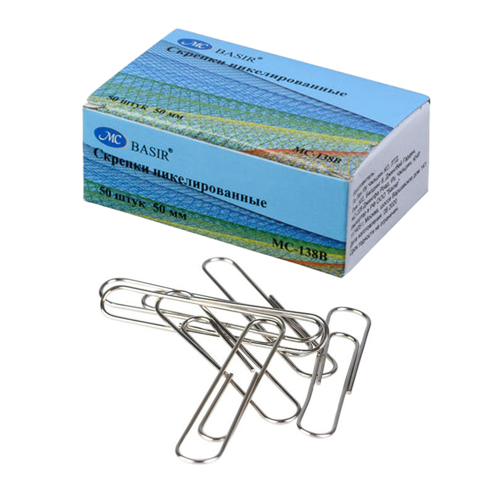 Скрепки канцелярские Miraculous, 50 мм, никелированные, 50 шт