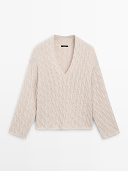 Massimo Dutti Свитер крупной вязки, натуральный/кремовый