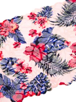 03-243 Кружево эластичное 22 см, Capri, т.синий/красный/зеленый/персик