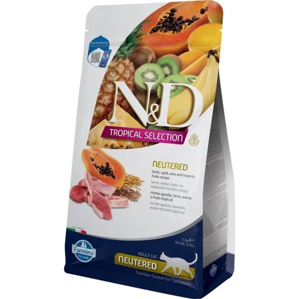 Сухой корм FARMINA N&amp;D Tropical Selection для стерилизованных и кастрированных кошек с ягненком - 1,5 кг