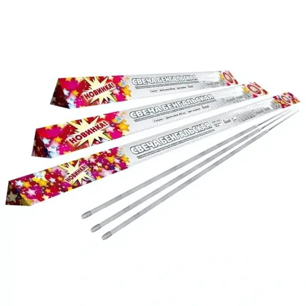 Свеча бенгальская 650 мм (3 шт) «Белый снег» бел. , 2018-0395
