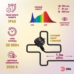 Фитопрожектор для растений светодиодный ЭРА FITO-200W-Ra90-LED полного спектра, профессиональный 200 Вт