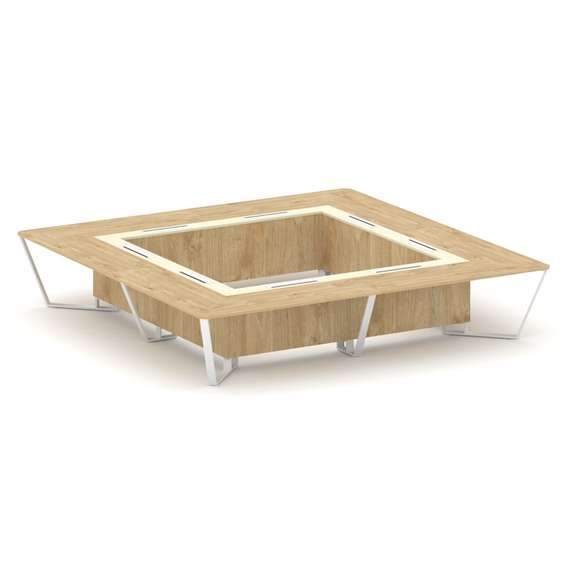 Steel Meet Стол переговорный квадратный KMK-PR.B.SP-20K2 Тиквуд Светлый/Ваниль Глянец/Металл Белый 4