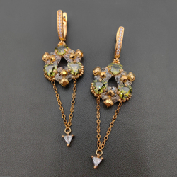 Набор для создания серег Triangle, Olive Green/Gold