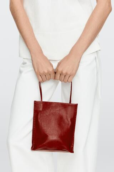 Massimo Dutti Сумка с двумя отделениями из кожи наппа, красный