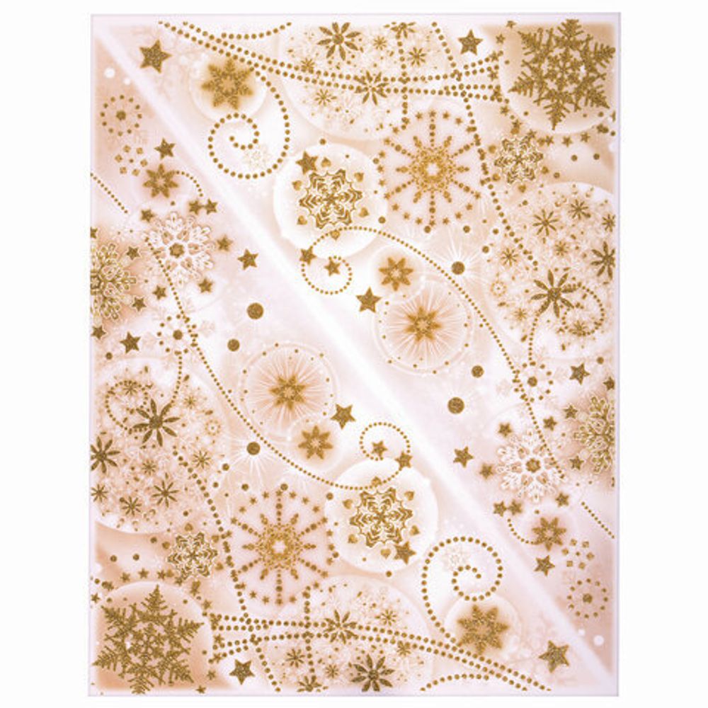 Украшение для окон и стекла ЗОЛОТАЯ СКАЗКА "Узоры из золотых снежинок 3", 30х38 см, ПВХ, 591229