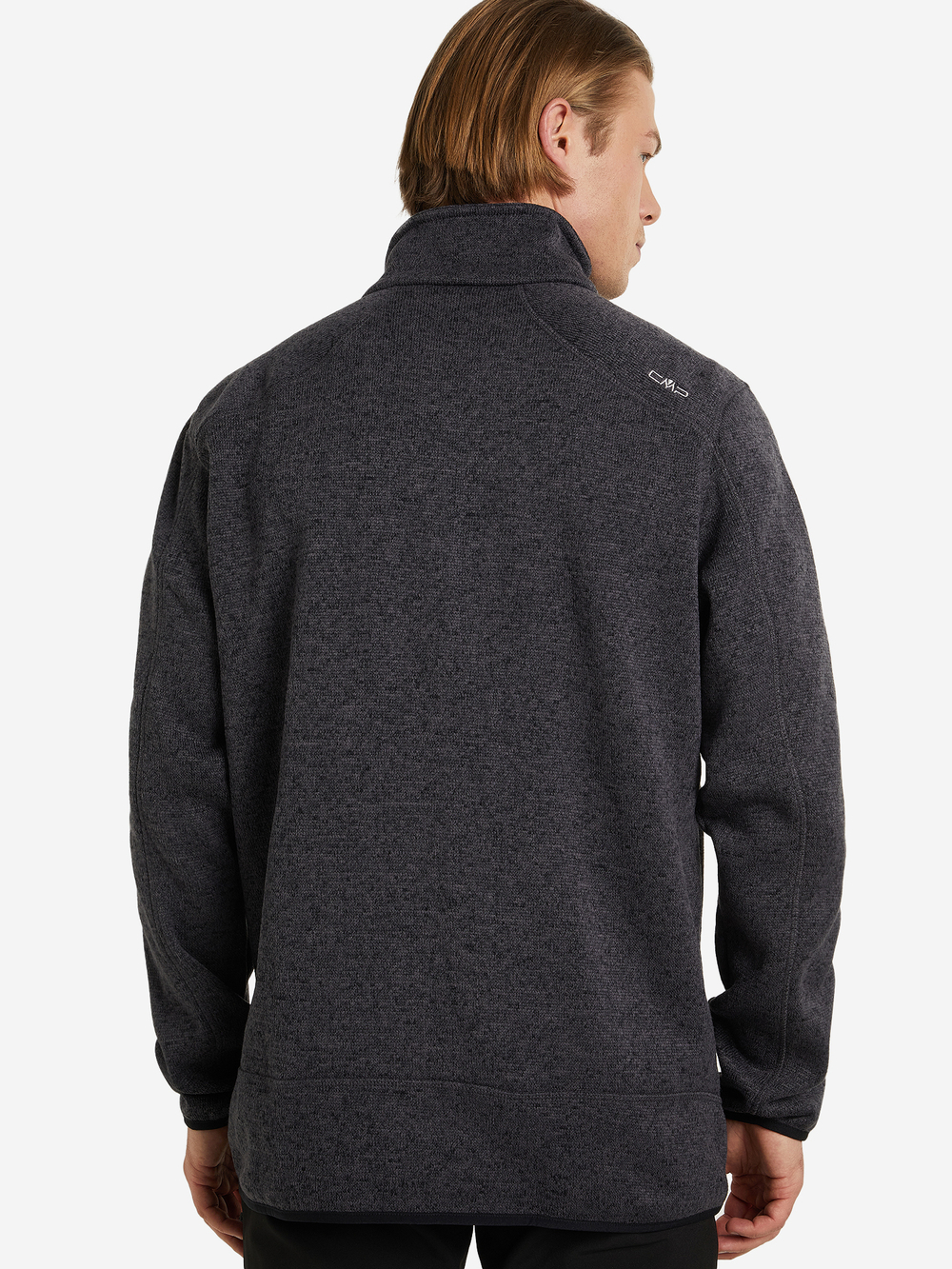 Толстовка флисовая CMP Men's mélange knit-tech heavy fleece, артикул 3H60747N, цвет Nero-Glacier (44UE)
