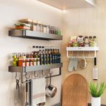 Полка для ванной металлическая без сверления с крючками