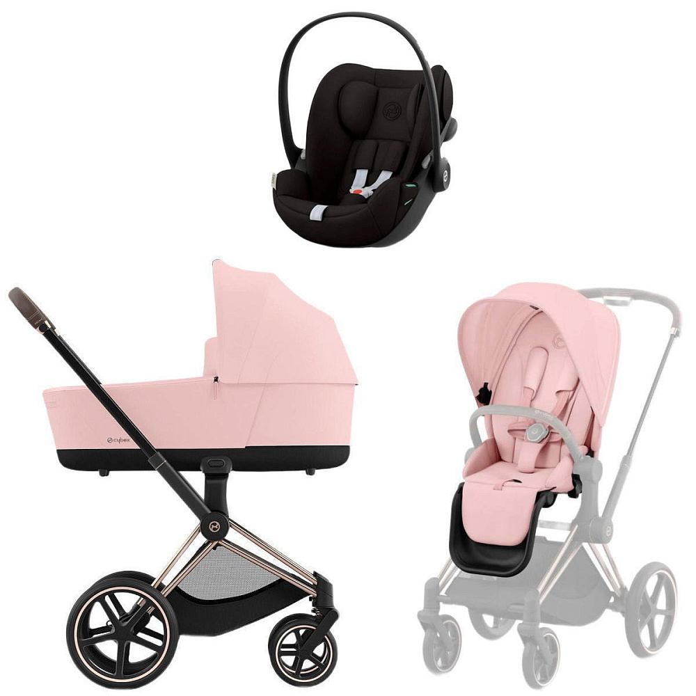 Коляска Cybex Priam IV Rosegold complete Cloud G Magic Black Base G 3 в 1 Peach Pink