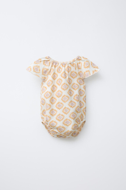 ZARA БОДИ С ПРИНТОМ, СВЕТЛЫЙ ЭКРЮ