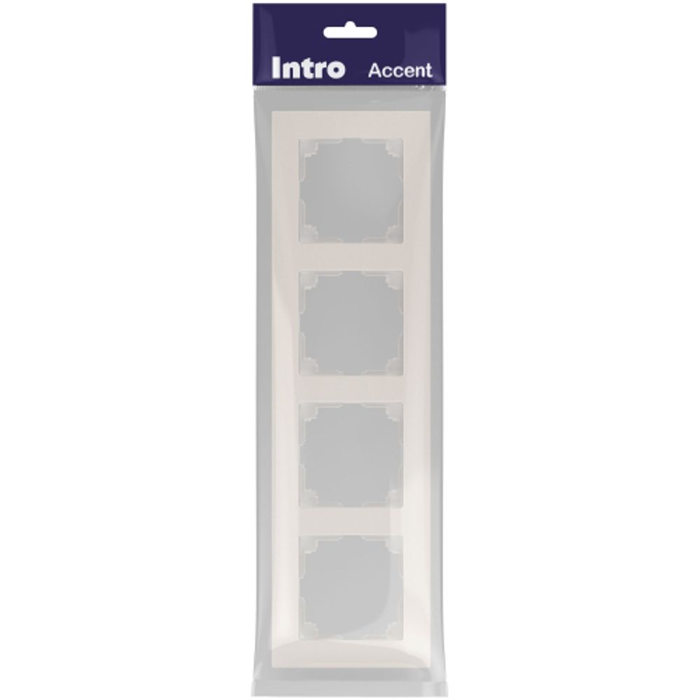 Рамка для розеток и выключателей Intro Accent 6-504-06 на 4 поста, СУ, перламутр | Intro