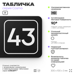 Табличка с номером кабинета "Кабинет №43", для офиса, 30 х 10 см, серия COSMO, черная, Айдентика Технолоджи