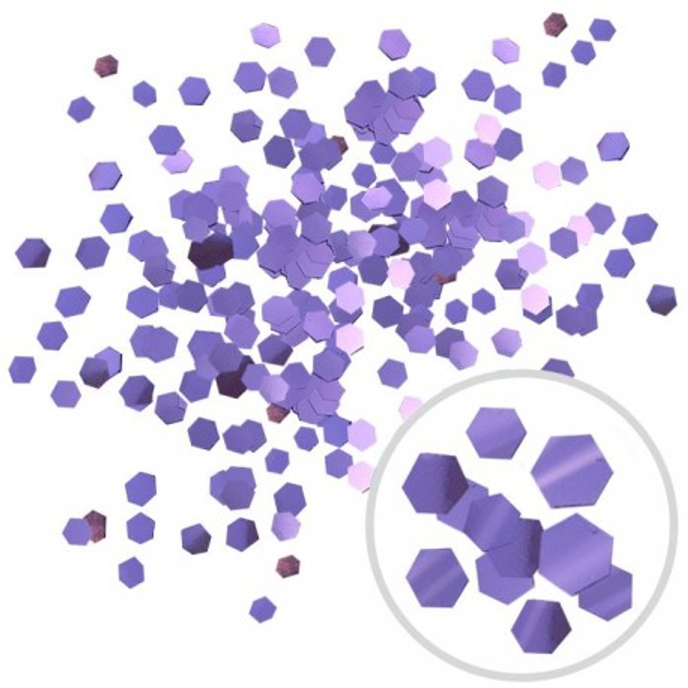 Глиттер "Блестки" лазерный лавандовый 6 мм / 100 г /